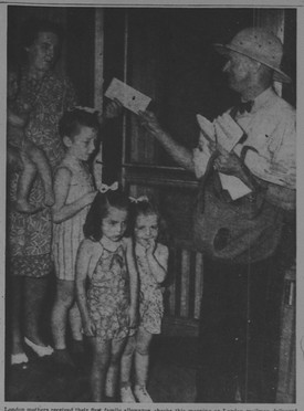 London mother receiving first family allowance cheque.