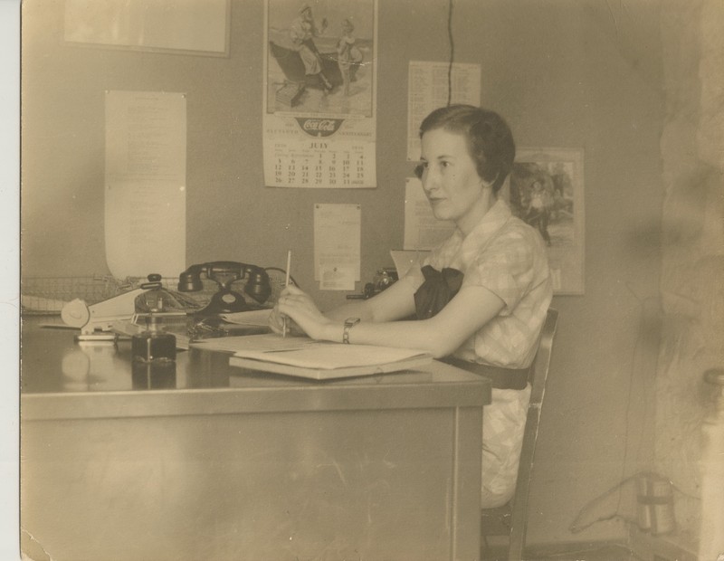 Mildred Robey at work in Admin in the late 1930s