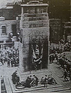 The Cenotaph in London, England. The Victoria Park Cenotaph was designed as a smaller replica of this monument. 