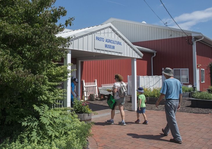 This photo from Penn State shows the entrance to the new museum building which made the expansion of displays possible. Touch screen technology is now incorporated into the museum's displays. 