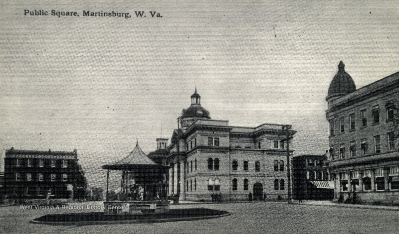 Public Square with courthouse in view, circa 1925. Photo courtesy of West Virginia & Regional History Center.  