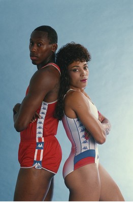 One of the donations for Florence Griffith Joyner Elementary School came from Florence's husband and Olympic athlete Al Joyner. Courtesy of Hulton Archive, Allsport USA Edit and Rescans DI capture the couple in preparation for 1988 Seoul Olympics.