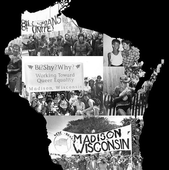 A poster advertising an exhibit entitled You Are Here: Finding the LGBTQ Community hosted by the LGBTQ Archive at UW-Madison.  Image taken from Madison LGBTQ Archive instagram, October 29, 2018. Image posted March 10, 2017.