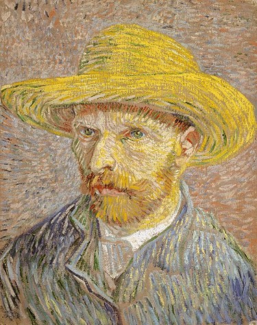 Vincent van Gogh, "Self-Portrait with Straw Hat." 1887-1888.