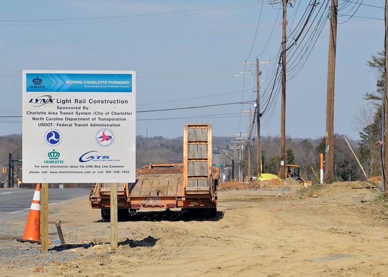 Construction along the LYNX Blue Line Extension, March 27, 2014.