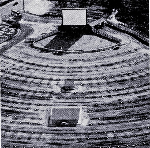 Aerial view of the drive-in, 1952