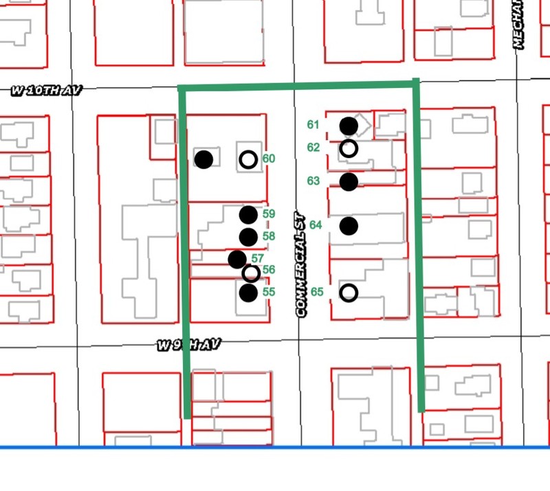 Map of N end of Emporia Downtown H.D., North of 9th Street (Davis 2011)