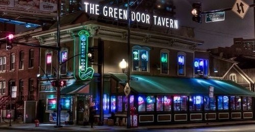 Green Door Tavern at night