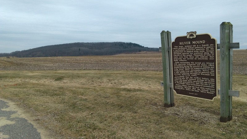 Silver Mound historic marker and view from the road.