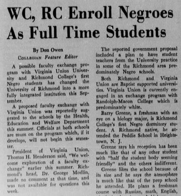 A Collegian article from 1968 about the arrival of the first Black students on the main campus. (Source: Race & Racism Project)