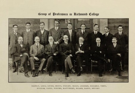 Robert Ryland (front row, third from right) in undated photo with later Richmond College faculty (Source: A Richmond College Picture Book, 1911)
