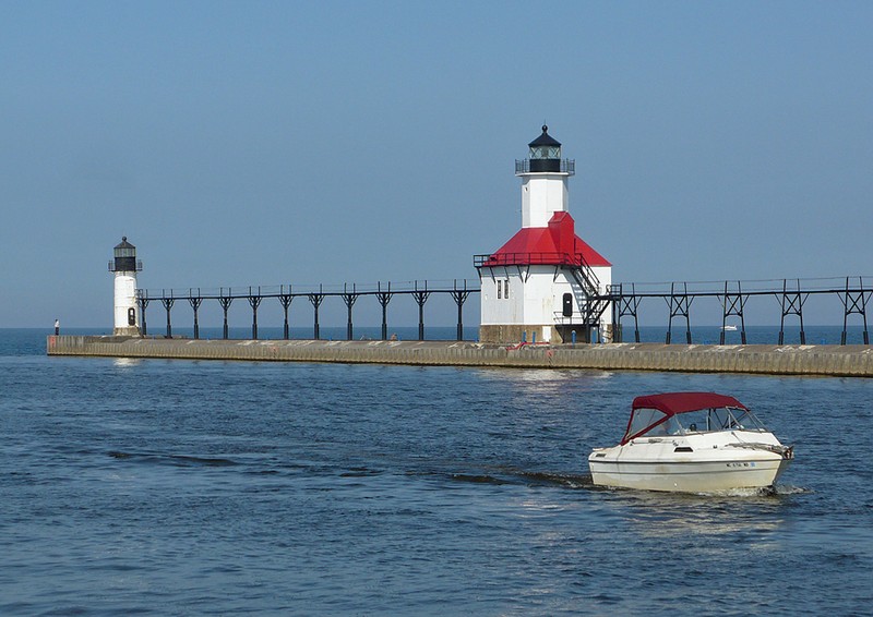 The St. Joseph North Pier Inner and Outer Lights were built in 1907.
