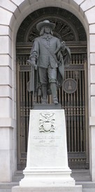 Statue of Cecilius Calvert (1606-1675), First Proprietor of Maryland and Second Lord Baltimore - West Entrance. Photo from Maryland State Archives.