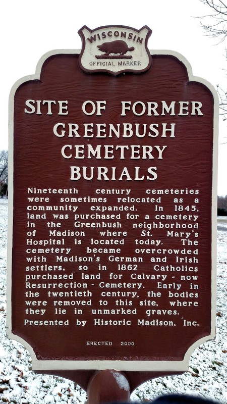 Historical marker at the site of reburial of Greenbush Cemetery's unidentifiable remains. Photo by Peter Wagner