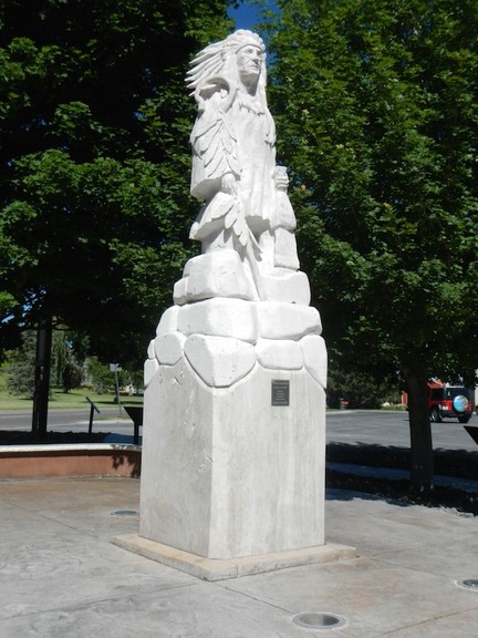 The Pocatello Monument honors the Shoshone leader Chief Pocatello (1815-1884), whose real name was probably Tonaioza.y 