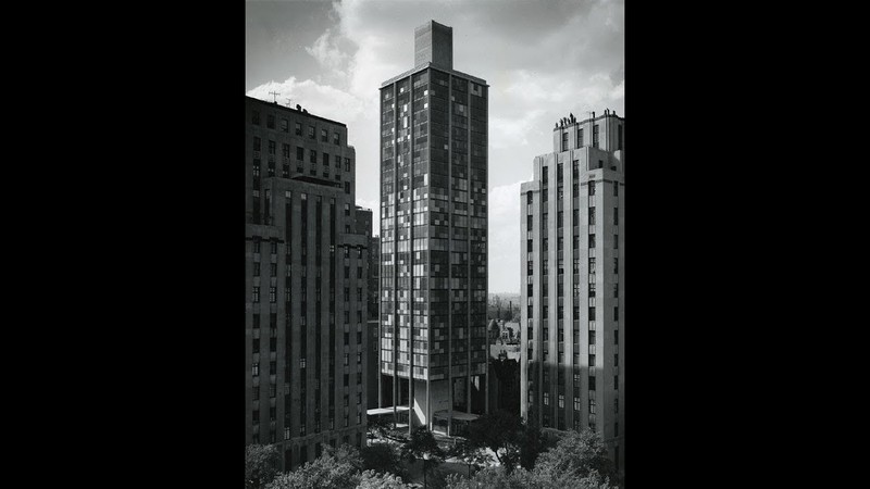 Black and white photo showing Astor Tower Hotel with its louvre blind system.