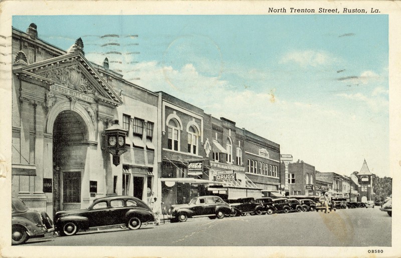 Post Card of Ruston State Bank & N. Trenton Street