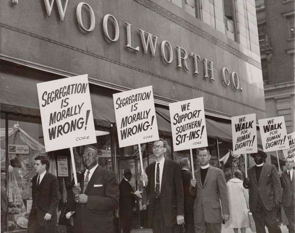 Protesters outside of Woolworths