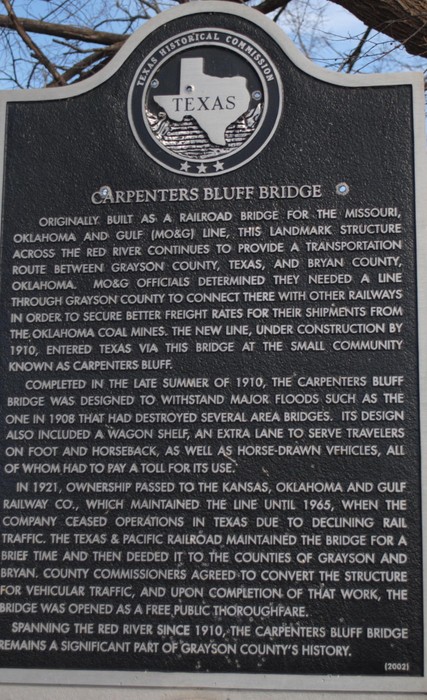 This Texas Historical commisions marker provides details of the bridge and can be found at the site.