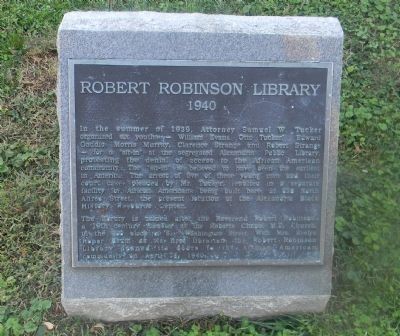 Landmark for the Robert Robinson Library. The library was built as a result of the alleged first American "sit-in".