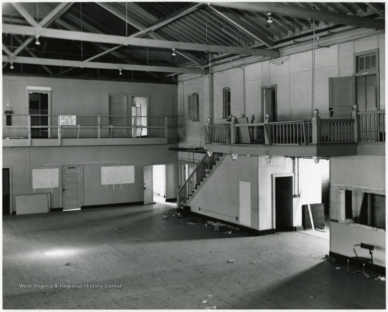 Interior of the second University Armory, where cadets conducted indoor drill.