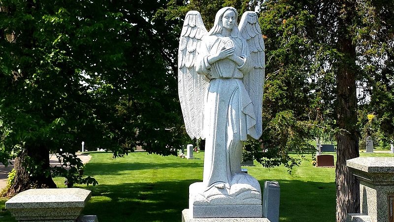 Angel headstone from Resurrection Cemetery. 