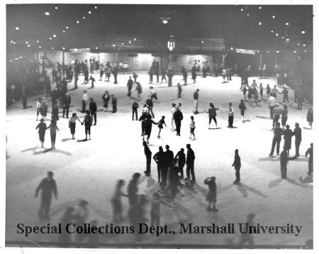 Ice skating at the Memorial Field House, 1954