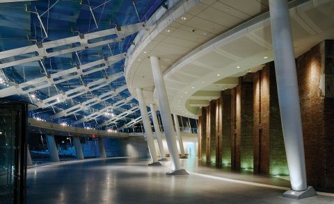 The museum's new entry pavilion and plaza.