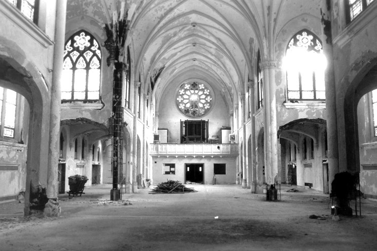 Picture looking south inside Holy Name Catholic Church. Picture taken November, 2002.