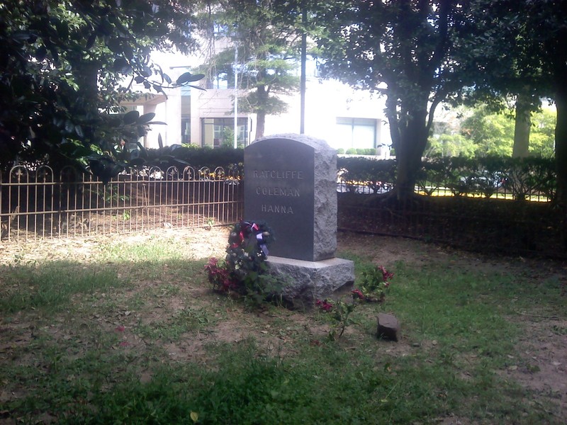 The Ratcliffe/Coleman/Hanna cemetery, where Laura Ratcliffe and her husband are buried - located in a grove of trees directly in front of the Washington Dulles Marriott Suites