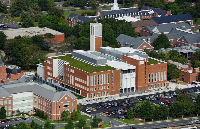 Aerial photo of Guerrieri Academic Commons 