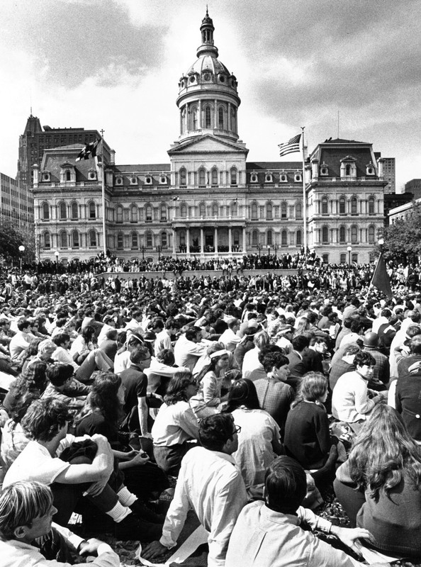 Protesters at War Memorial Plaza (1968) 