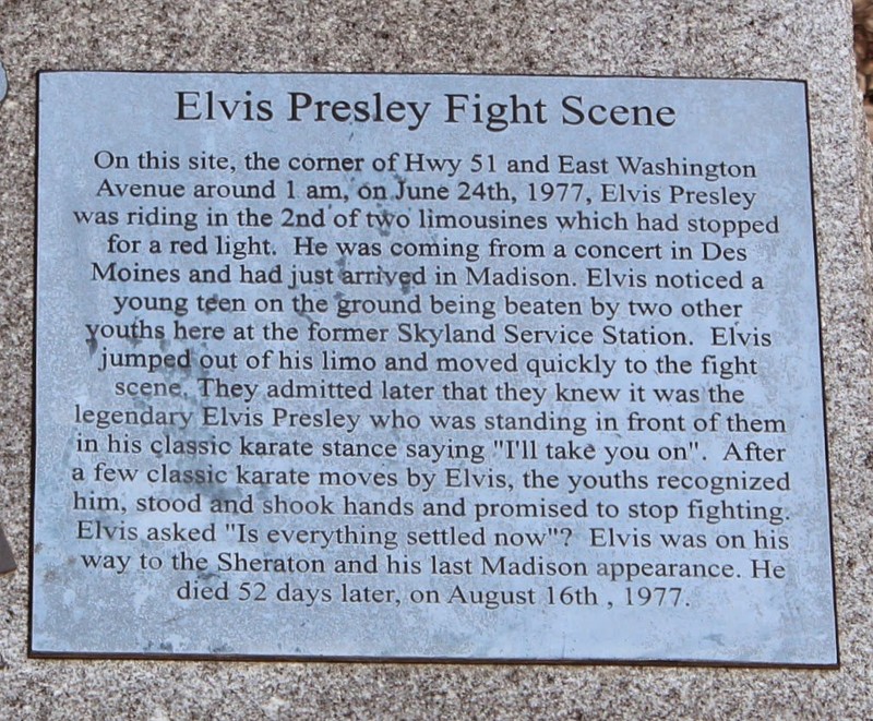This is the information that is written on the Elvis Presley Fight Scene Marker.