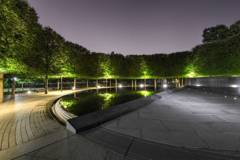 The Pool of Remembrance is a reflective pool located at the far terminus of the  Korean War Veterans Memorial 