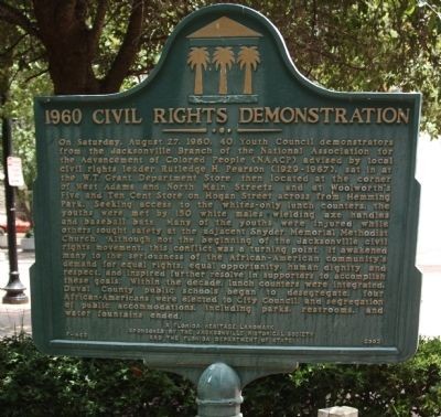 Historic Landmarker for the Civil Rights Movement in Jacksonville, highlighting the significance of Axe Handle Saturday