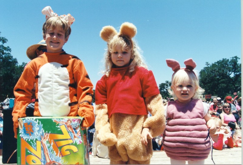 The Amann family dressed up for Eeyore in his 1997 birthday party