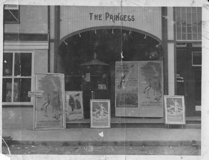 Princess Theatre, 1916. Showing was the controversial silent film, A Daughter of the Gods with Annette Kellerman. A scene in the film is considered the first complete nude scene by a major actress. Photo courtesy of Greenbrier Historical Society.