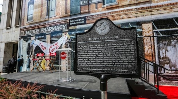 This historical marker was dedicated in 2016 at the request of the Coca-Cola company.