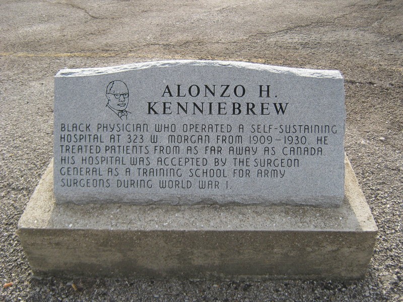 A memorial stone built for Dr. Alonzo Kenniebrew.