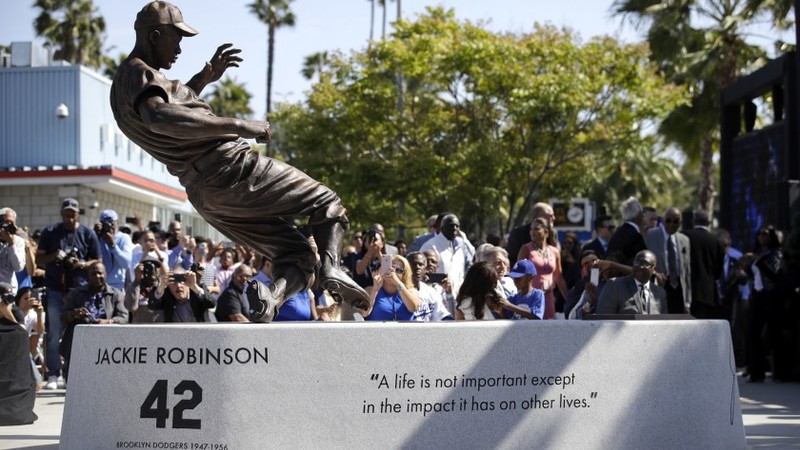 Jackie Robinson statue outside Dodger Stadium 
