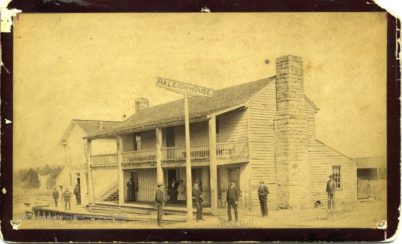 Raleigh House, circa 1880s. John S. Hull is in the center of the photograph.