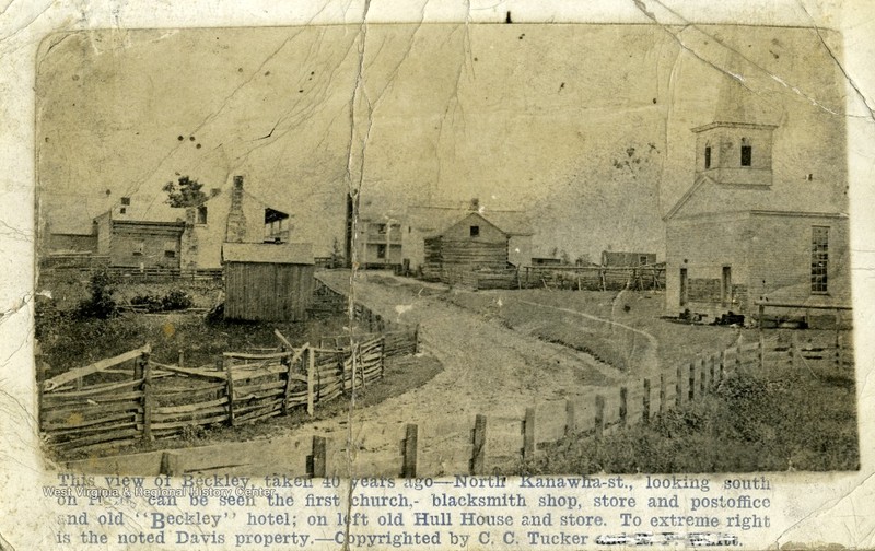 A view of early Beckley, with the Raleigh House in the background.
