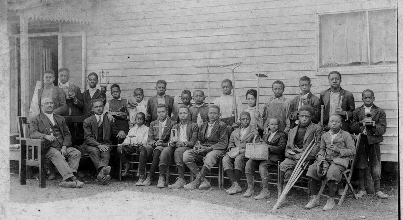 James K. Hughes with a class of boys at the Franklin Training School