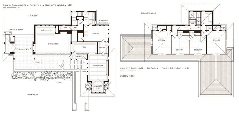 Floor plans of the Frank Thomas House