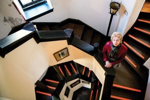 An insiders view of the lodge's unique octagonal staircase.