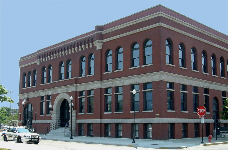 The 7th District Police Station (picture taken in 2005)  — University of Illinois at Chicago campus, West Side district of Chicago, Illinois. 