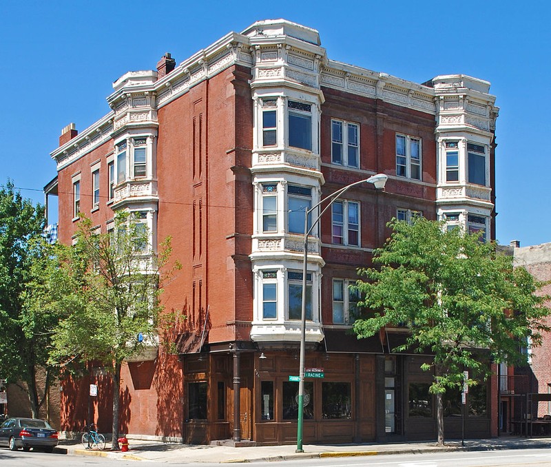 Jennie Foley Building, also known as the Jennie Foley-Victor A. Arrigo Building, built in 1889 on Chicago's West Side.