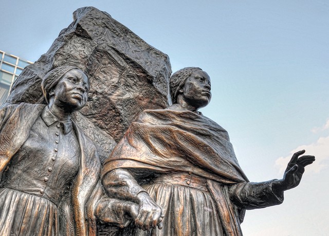 This bronze statue of Emily and Mary Edmonson-two slaves who were held at this slave jail was dedicated in 2010.