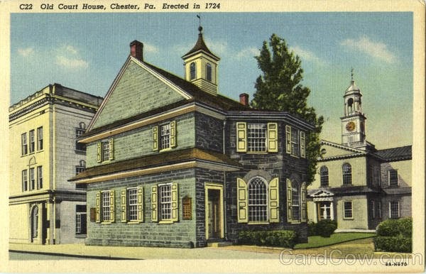 A vintage postcard of the Old Chester Courthouse.