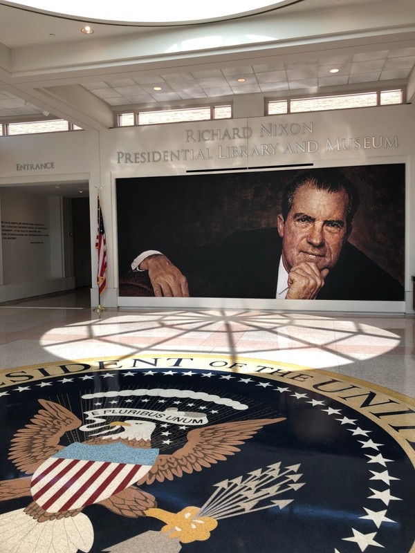 The Lobby of the Nixon Library, Featuring Norman Rockwell's Portrait of Nixon 